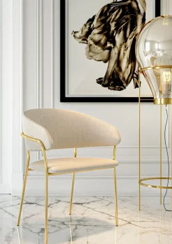 Armlehnstuhl Belle Velvet Creme (2/Set)