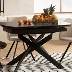 Ausziehtisch Twist Schwarz 120(30+30)x90cm