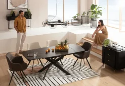 Ausziehtisch Twist Schwarz 120(30+30)x90cm