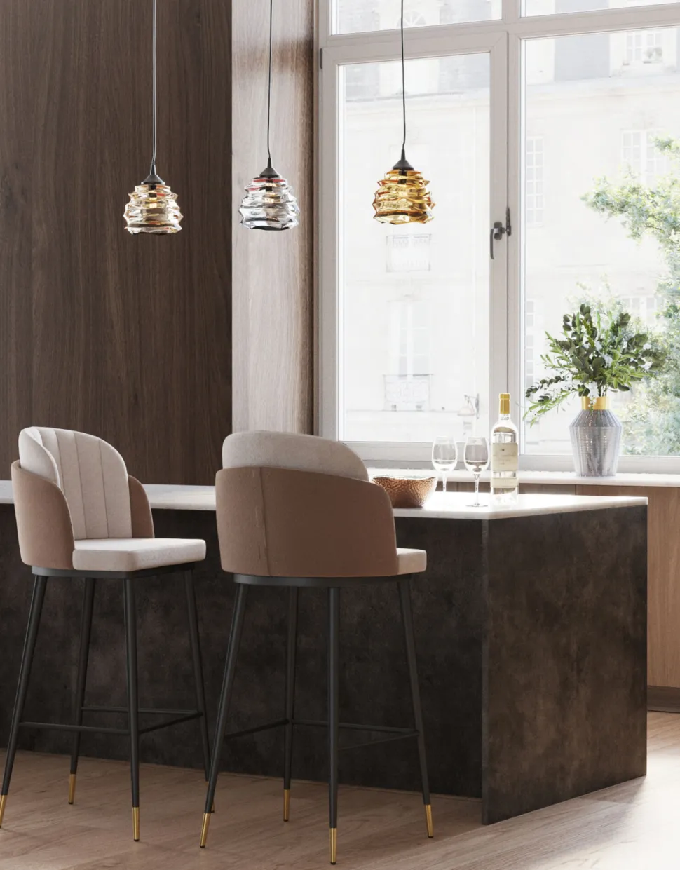 Barstuhl Hojas Beige