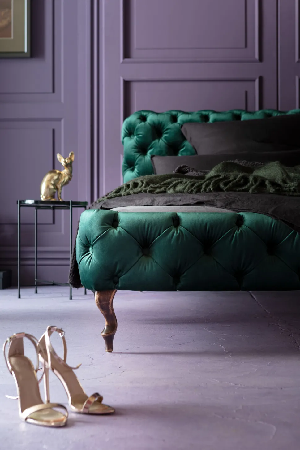 Bett Desire Velvet Grün 160x200cm