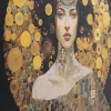 Bild Glas Art Nouveau Lady 3D 120x120cm