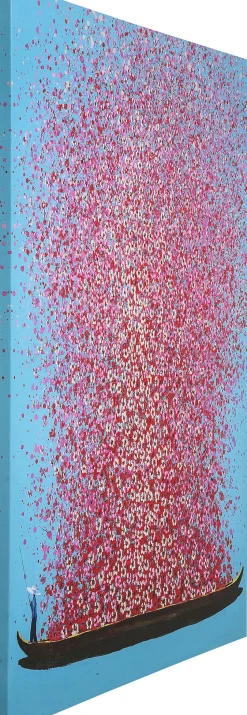 Bild Touched Flower Boat Blau Pink 120x160cm
