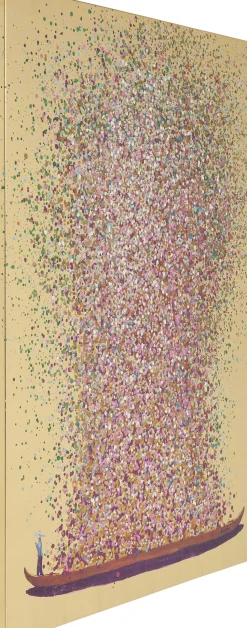 Bild Touched Flower Boat Gold Pink 80x100cm