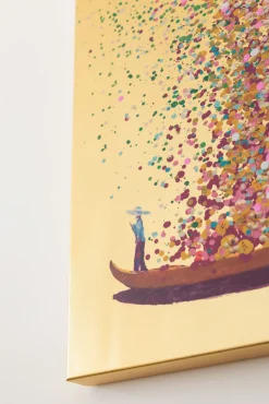 Bild Touched Flower Boat Gold Pink 80x100cm