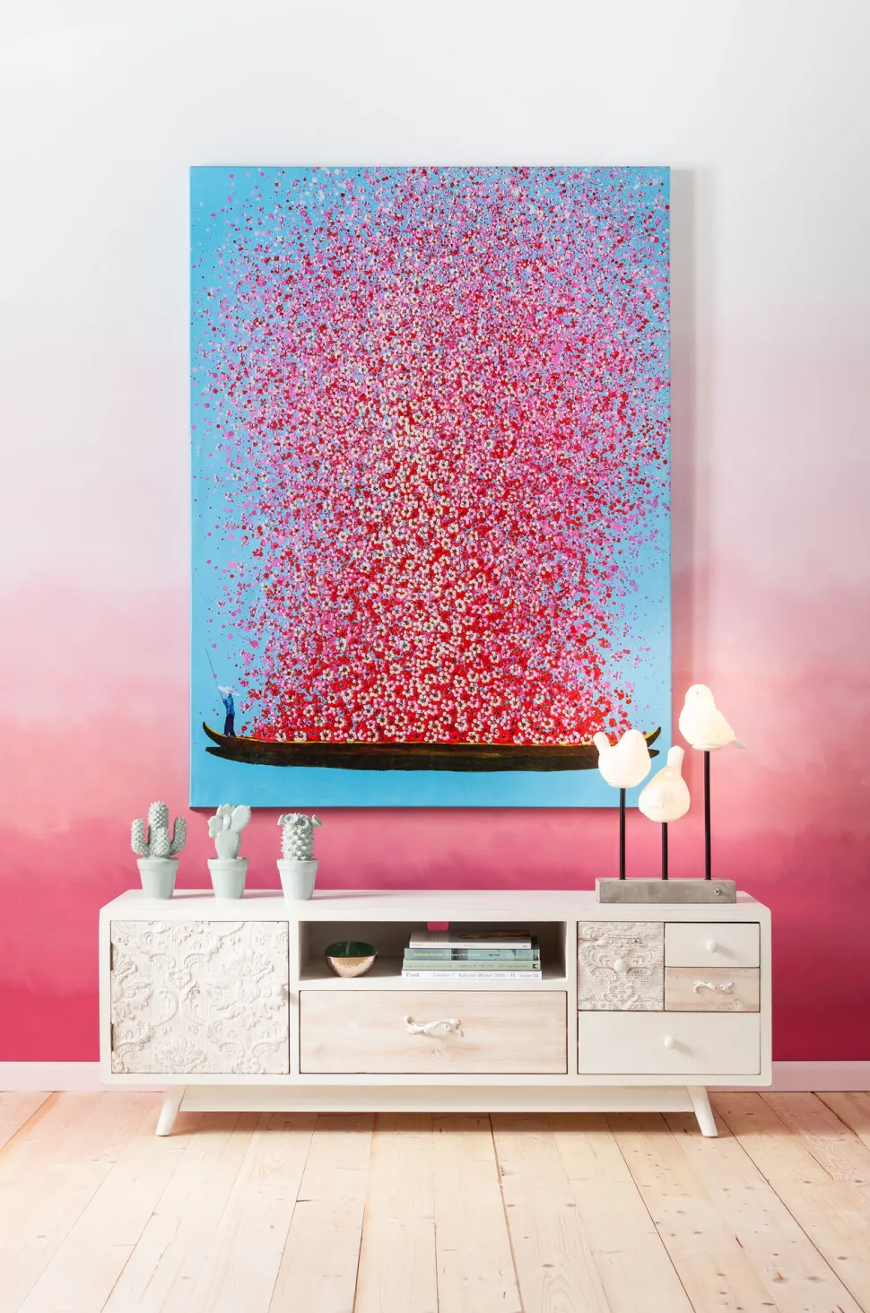 Bild Touched Flower Boat Blau Pink 80x100cm