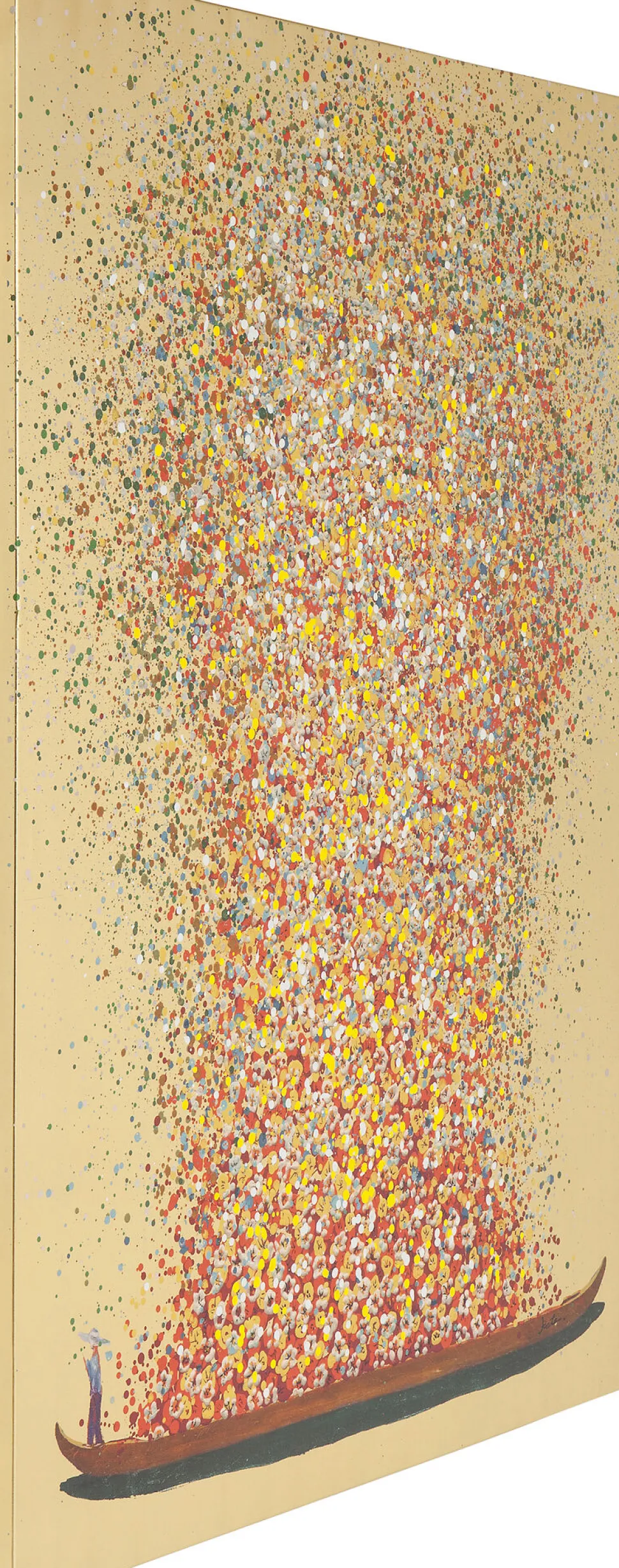 Bild Touched Flower Boat Gold Rot 80x100cm