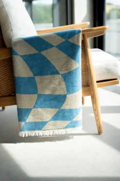 Decke Checker Blau Grün 170x130cm