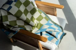 Decke Checker Blau Grün 170x130cm