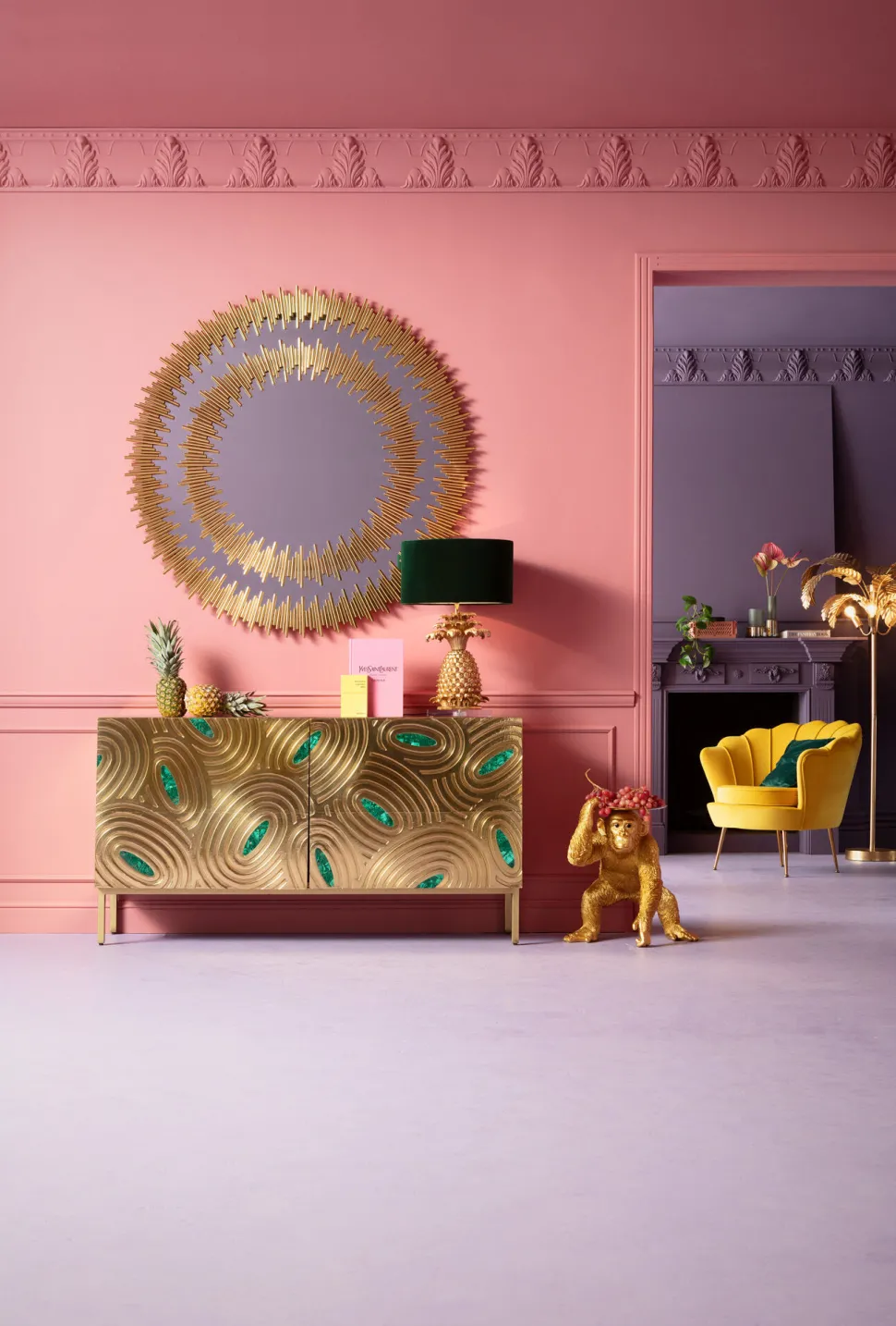 Deko Figur Butler Playing Chimp Gold 52cm