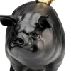 Deko Figur Flying Pig Schwarz 21cm