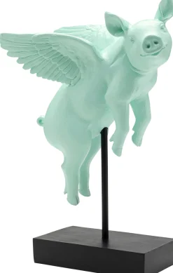 Deko Figur Flying Pig Türkis 29cm