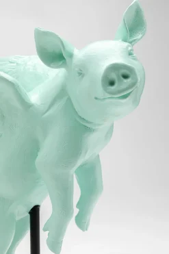 Deko Figur Flying Pig Türkis 29cm