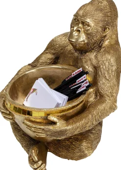 Deko Figur Gorilla Holding Bowl Gold 41cm
