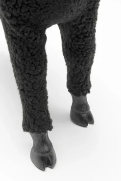 Deko Figur Happy Sheep Wool Schwarz 37cm