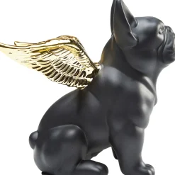 Deko Figur Sitting Angel Dog Gold-Schwarz