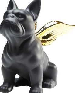 Deko Figur Sitting Angel Dog Gold-Schwarz