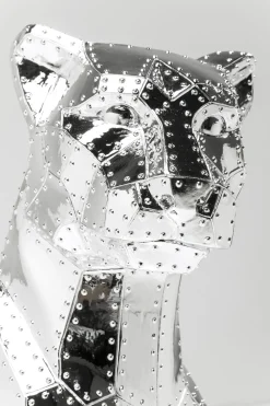 Deko Figur Sitting Cat Rivet Chrome 82cm