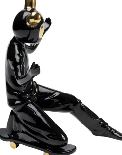 Deko Figur Skating Astronaut Schwarz 21cm