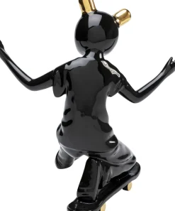 Deko Figur Skating Astronaut Schwarz 21cm