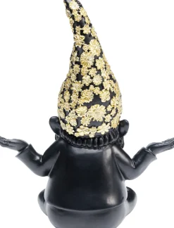 Deko Figur Zwerg Meditation Schwarz Gold 19cm