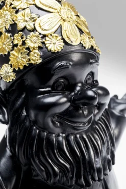 Deko Figur Zwerg Meditation Schwarz Gold 19cm