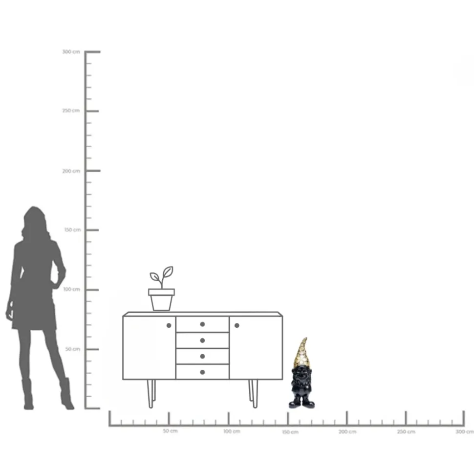 Deko Figur Zwerg Standing Schwarz Gold 61cm