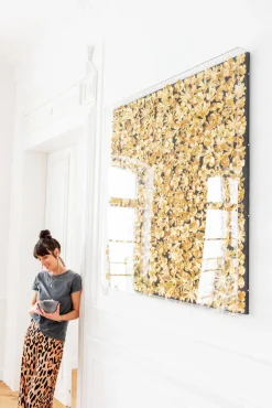Deko Rahmen Gold Flower 120x120cm