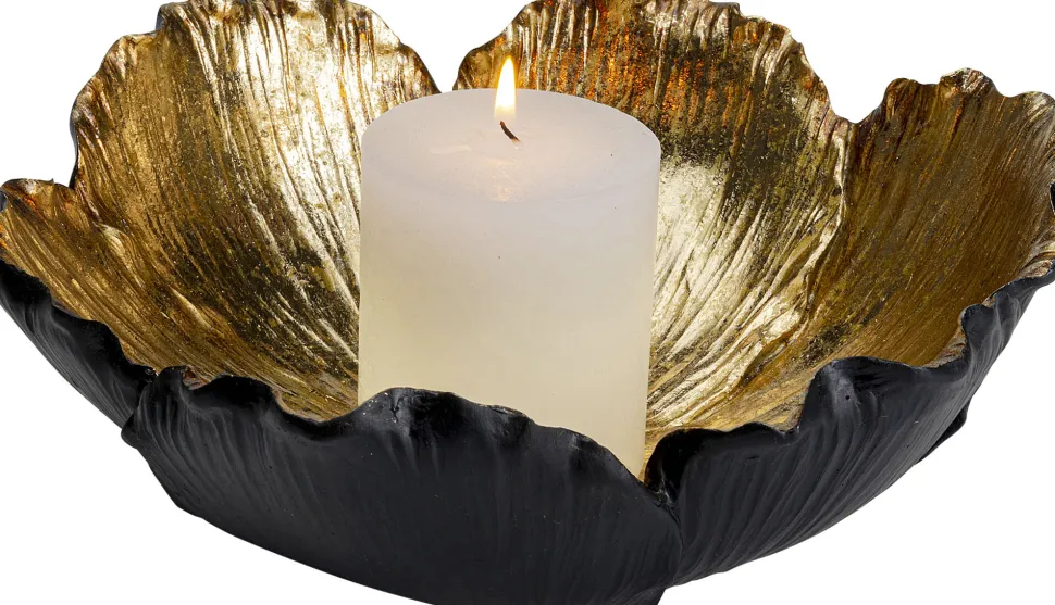 Deko Schale Flower Bloom Schwarz Gold Ø25cm