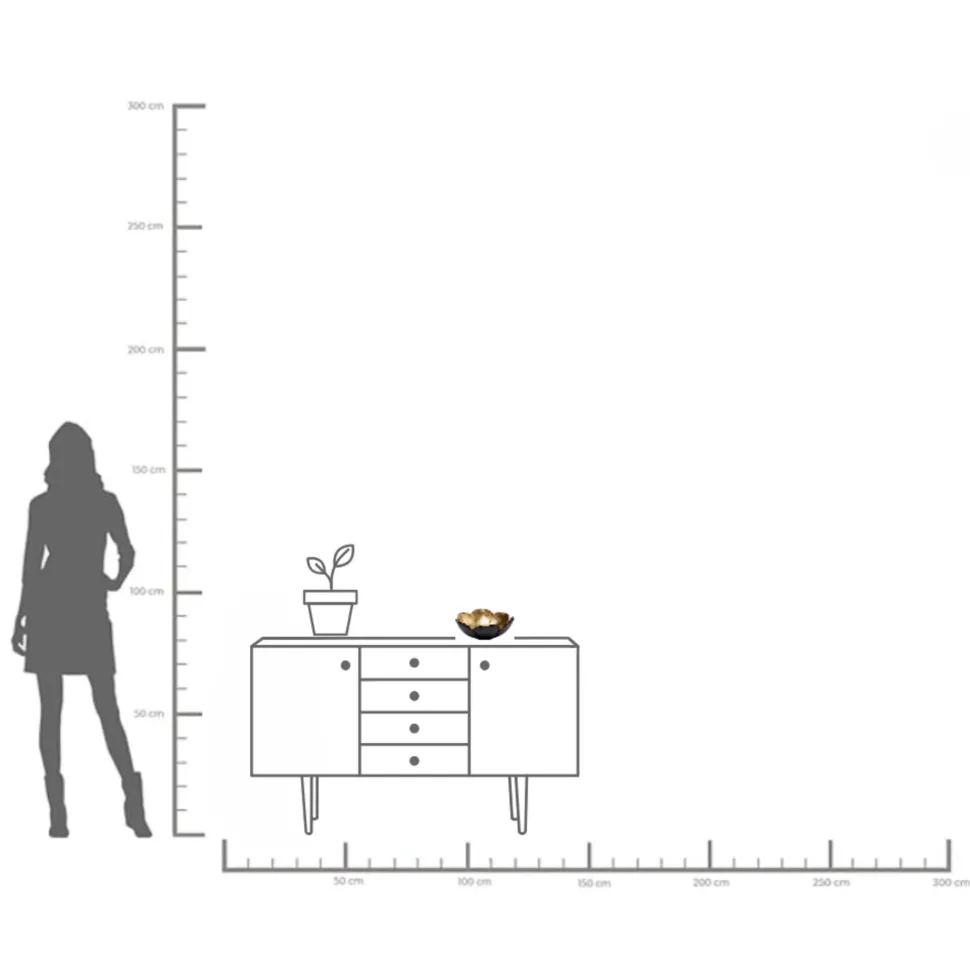 Deko Schale Flower Bloom Schwarz Gold Ø25cm