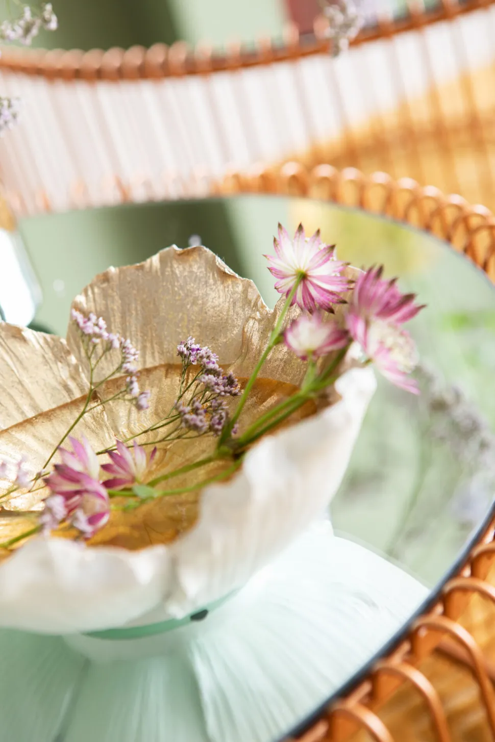 Deko Schale Flower Bloom Creme Gold Ø20cm