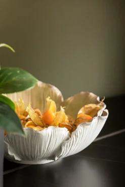 Deko Schale Flower Bloom Creme Gold Ø20cm