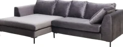 Ecksofa Gianni Velvet Grau Links Schwarz