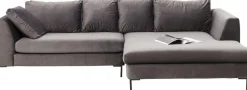 Ecksofa Gianni Velvet Grau Rechts Schwarz