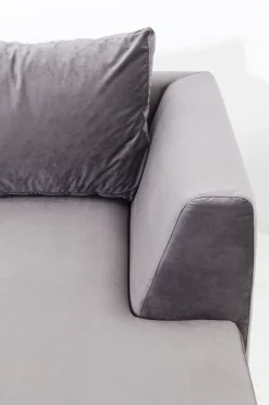 Ecksofa Gianni Velvet Grau Rechts Schwarz