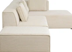 Ecksofa Infinity Ottomane Cord Creme Rechts