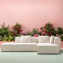 Ecksofa Infinity Ottomane Creme Rechts