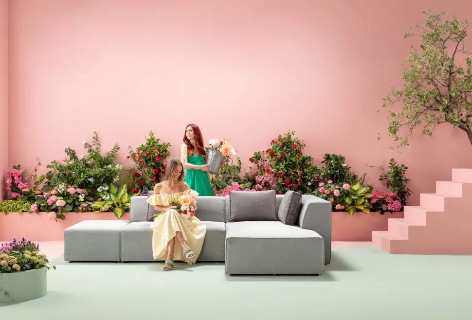 Ecksofa Infinity Ottomane Grau Rechts