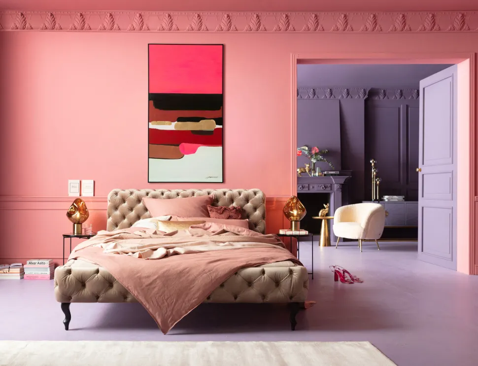 Gerahmtes Bild Abstract Shapes Pink 73x143cm