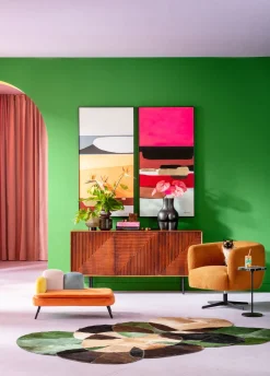 Gerahmtes Bild Abstract Shapes Pink 73x143cm