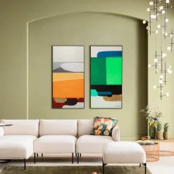 Gerahmtes Bild Abstract Shapes Grün 73x143cm