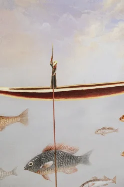 Gerahmtes Bild Cloud Fisherman Boat 60x120cm