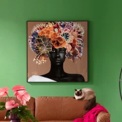 Gerahmtes Bild Flower Hair 120x120cm