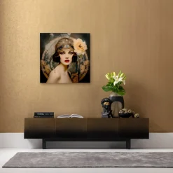 Glasbild Muse Art Nouveau 100x100cm