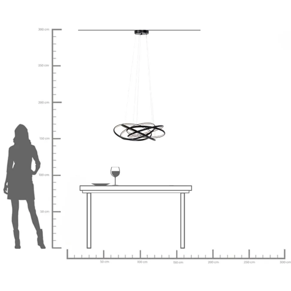 Hängeleuchte Saturn Schwarz Ø72cm