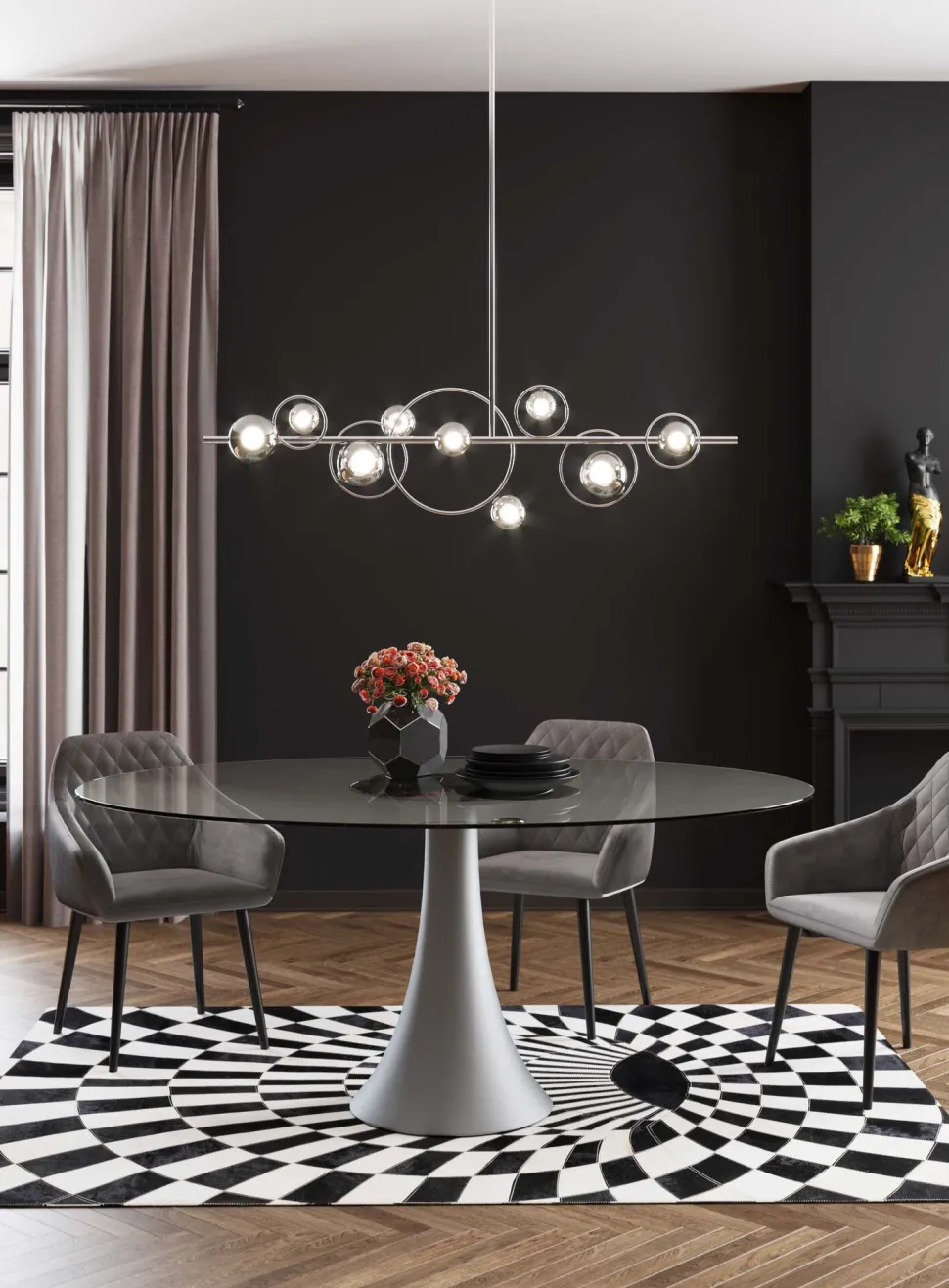 Hängeleuchte Universe Chrom 110cm