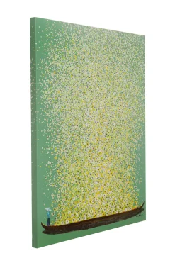 Leinwandbild Flower Boat Grün Gelb 80x100cm