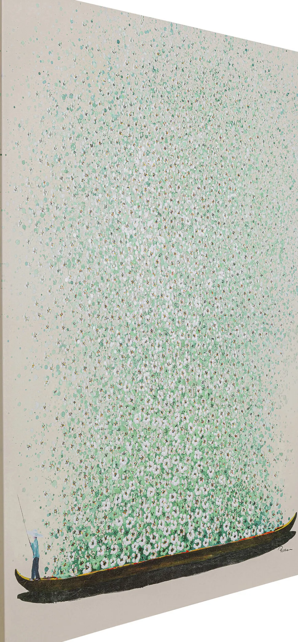 Leinwandbild Flower Boat Beige Grün 120x160cm