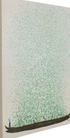 Leinwandbild Flower Boat Beige Grün 80x100cm