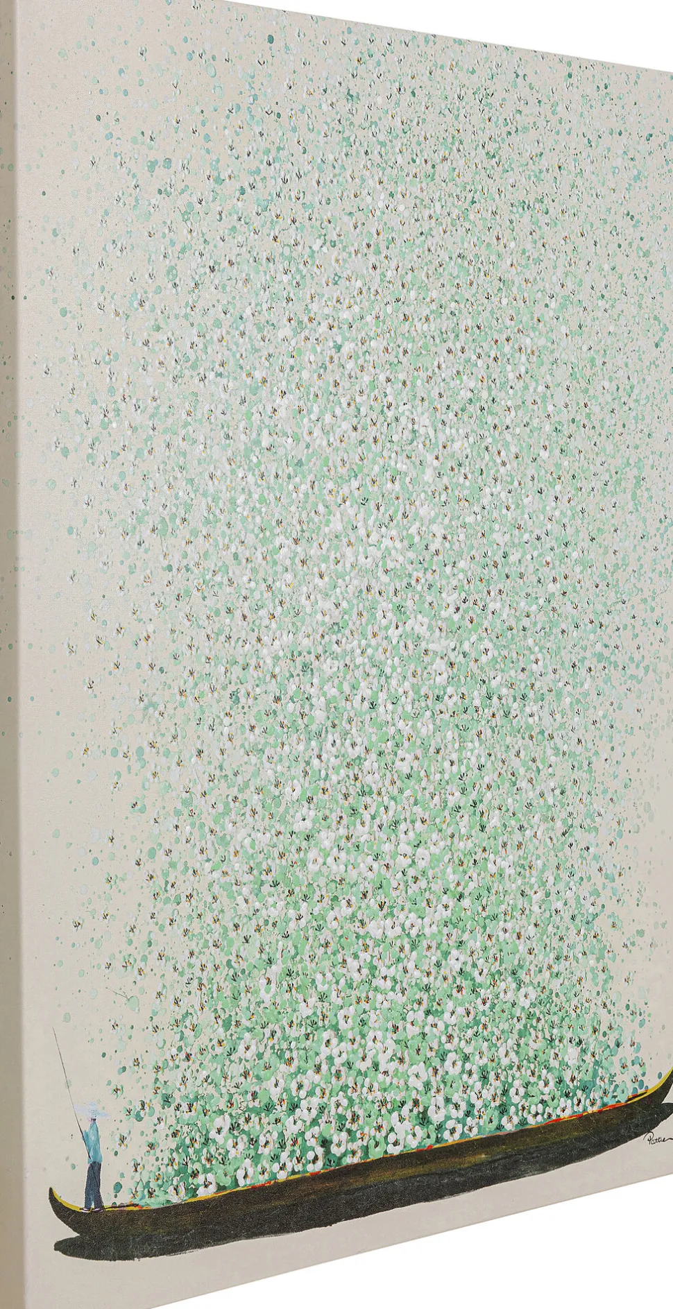 Leinwandbild Flower Boat Beige Grün 80x100cm